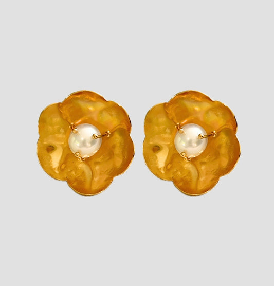 Aretes Flor con Perla