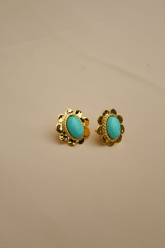 Aretes Flor Turquesa